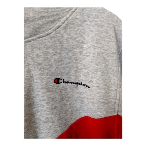 Champion Women's Colorblock Campus Mock Neck Sweatshirt Size L Gray/Red/Blue - Picture 4 of 10